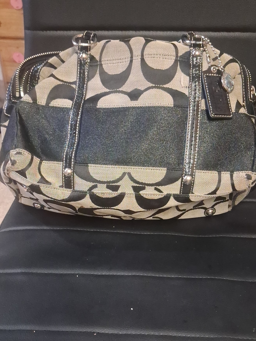 Coach Signature Canvas Satchel in Khaki/Black